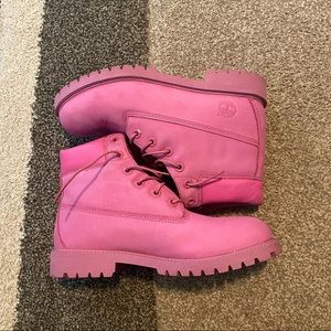 Timberland Women's Size 7 Juniors Girls Premium Pink Waterproof Boots 3730 GUC